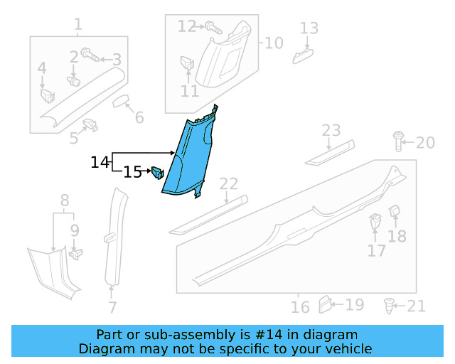 Upper Center Pillar Trim 561-867-244-A-ZA2 - View 4