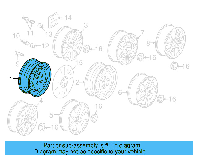 Wheel, Steel 3C0-601-027-BE-03C - View 9