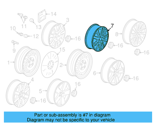 Wheel, Alloy 3C0-601-025-BR-8Z8 - View 11