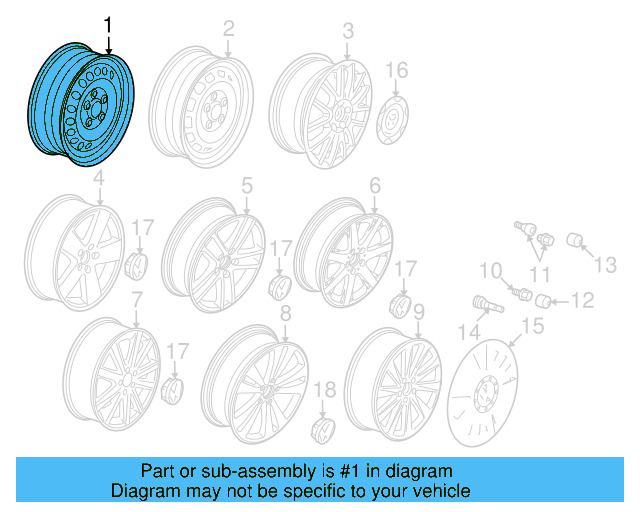 Wheel, Steel 3C0-601-027-BE-03C - View 3