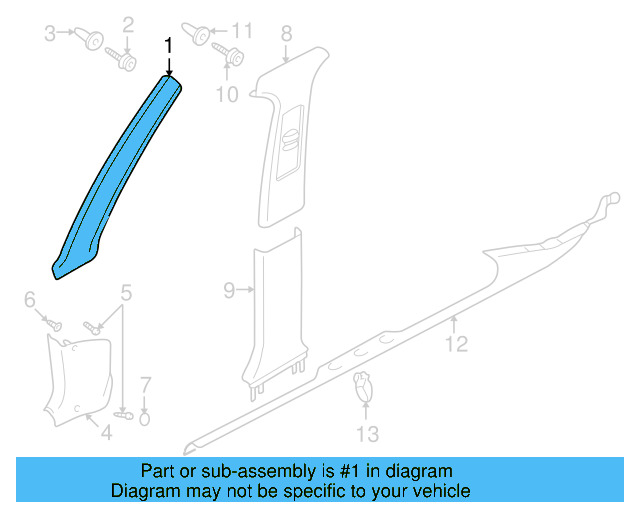 Windshield Pillar Trim 3B0867352A2PK - View 4