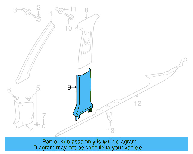 Center Pillar Trim 3B0-867-298-U71 - View 5