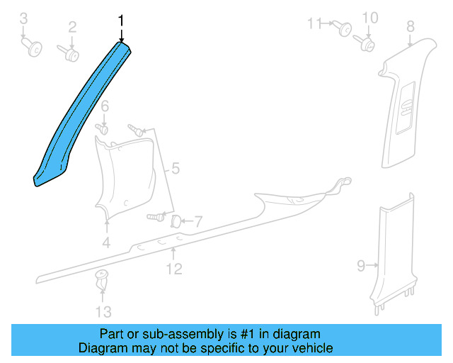 Windshield Pillar Trim 3B0867352A2PK - View 9