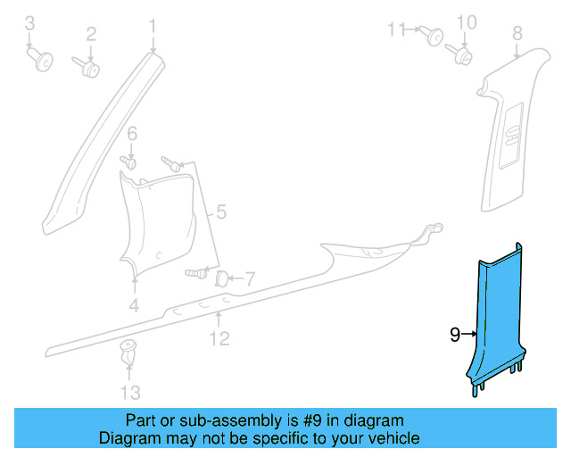 Center Pillar Trim 3B0-867-297-Q70 - View 8