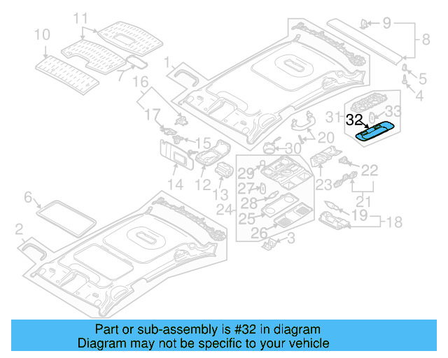 Rear O'head Lamp 3C0-947-291-F-Y20 - View 13