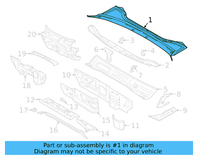 Cowl Grille 3G8-819-402-M-9B9 - View 3