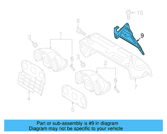 Exhaust Manifold Heat Shield Bracket 03H-253-049 - View 3