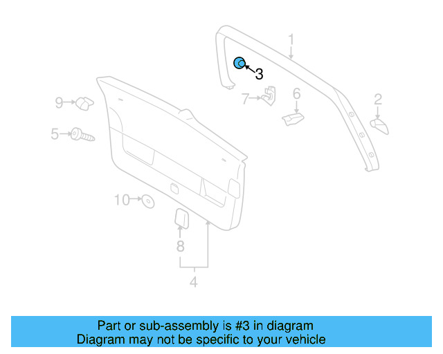 Rear Trim Panel Retainer 7M3-827-649 - View 14
