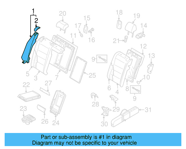 Seat Back End 1K4-885-704-CM-XPA - View 2