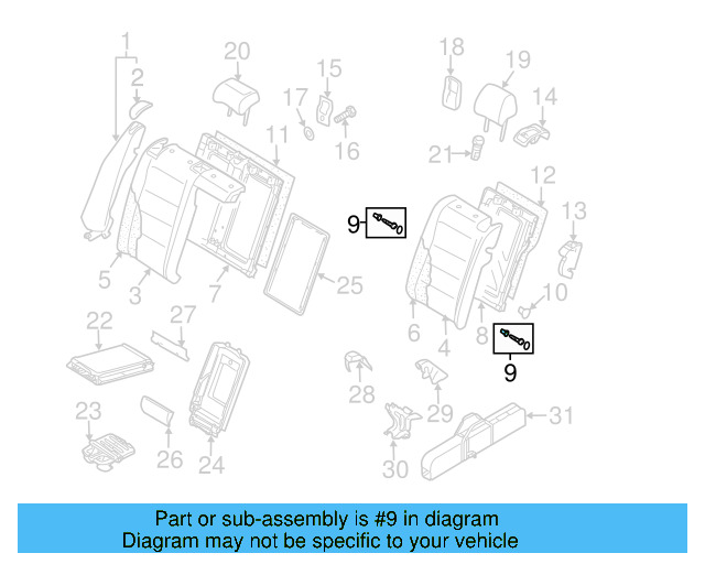 Seat Back Frame Hardware Kit 1K0-898-504 - View 21