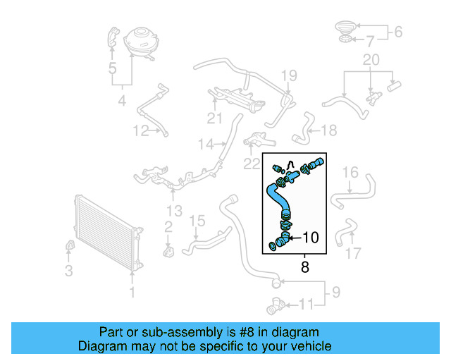 Upper Hose 1C0-122-101-M - View 3