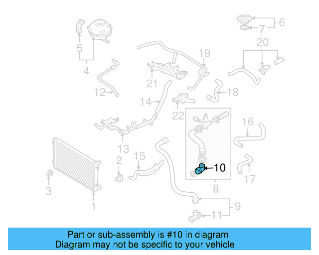 Upper Hose Coupling 1C0-122-291 - View 3