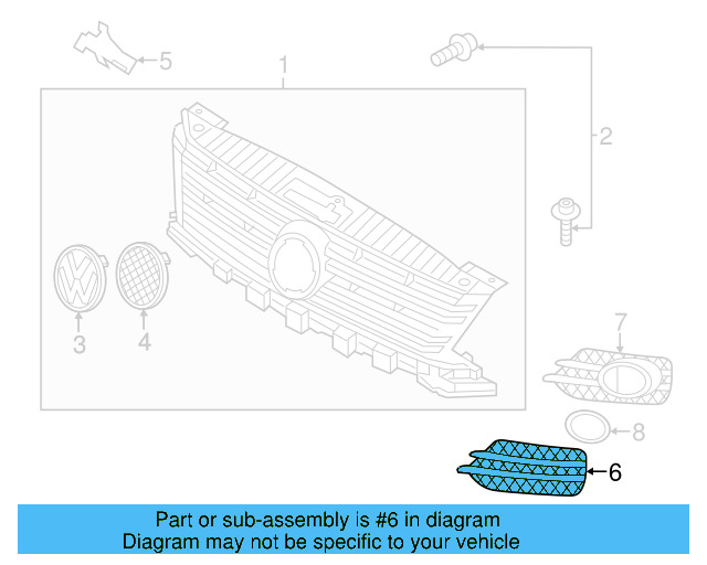 Outer Grille 5N0-853-666-F-9B9 - View 7