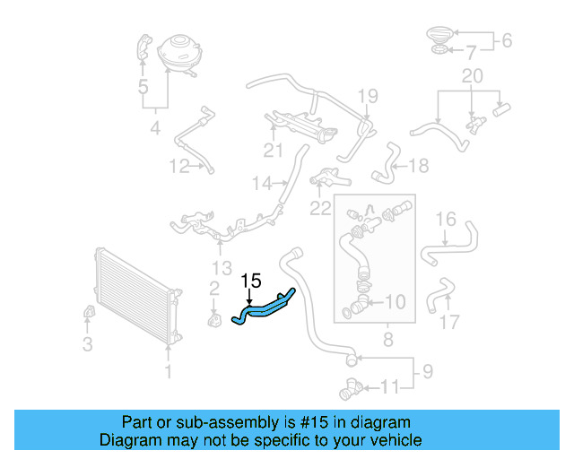 Upper Hose 1C0-122-101-M - View 4