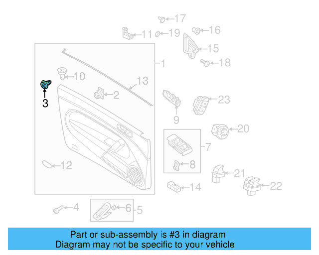 Door Trim Panel Retainer Clip 3AA-868-243-A - View 35
