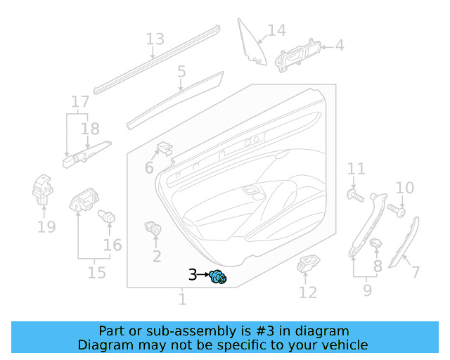 Door Trim Panel Retainer Clip 3AA-868-243-A - View 40