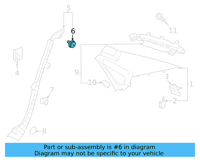 Upper Pillar Trim Retainer 3CG-867-283 - View 16