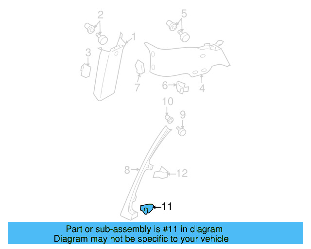 Upper Quarter Trim Clip 3C5-867-200 - View 12