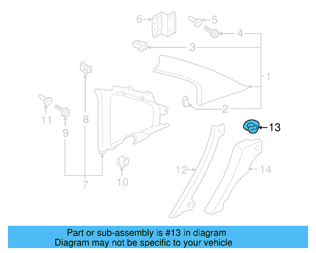 Upper Quarter Trim Clip 3B0-880-288-A - View 15