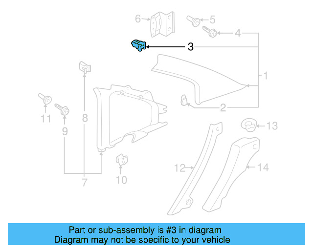 Upper Quarter Trim Clip 3B0-880-288-A - View 35