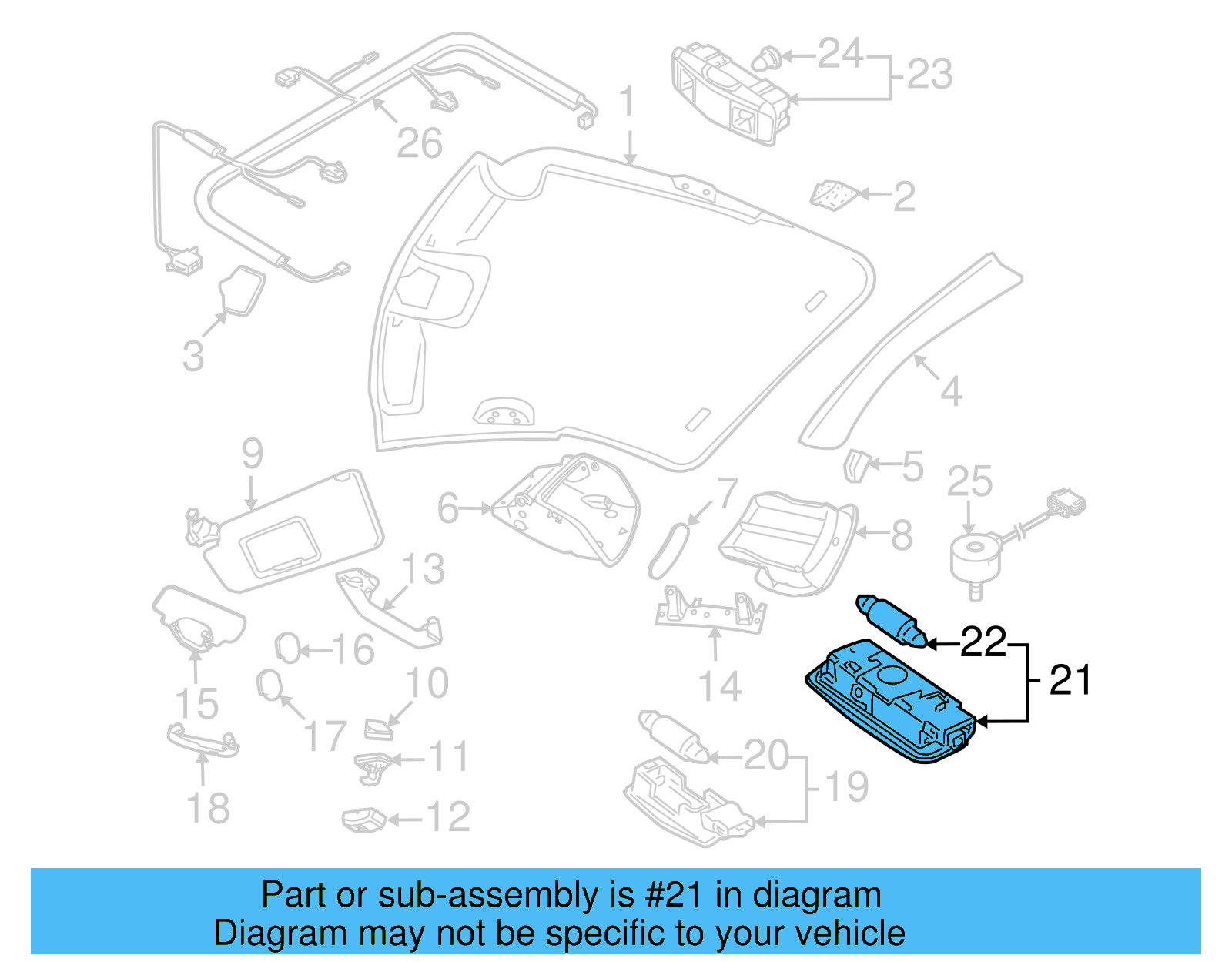 Interior Lamp 3B0-947-291-B-95T - View 22