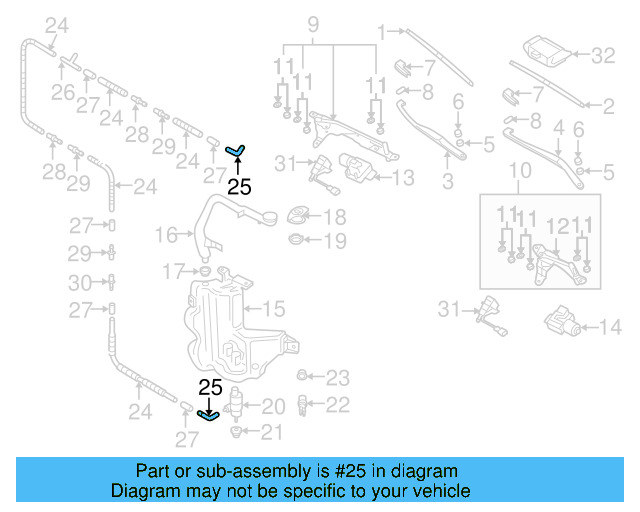 Washer Hose Elbow 3B0-955-665-C