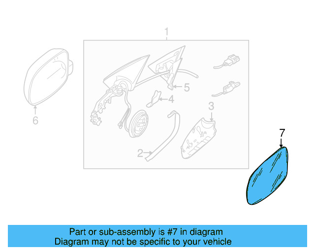 MIRROR GLASS Right side 3B1-857-522-A - View 13