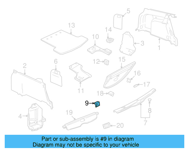 Trunk Trim Panel 3B5-867-430-AJ-1BS - View 6
