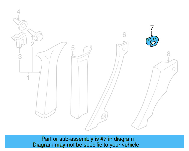 Pillar Trim Clip 3B9-867-208 - View 3