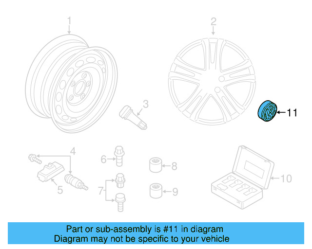 Alloy Wheel Center Cap 3B7-601-171-XRW - View 22