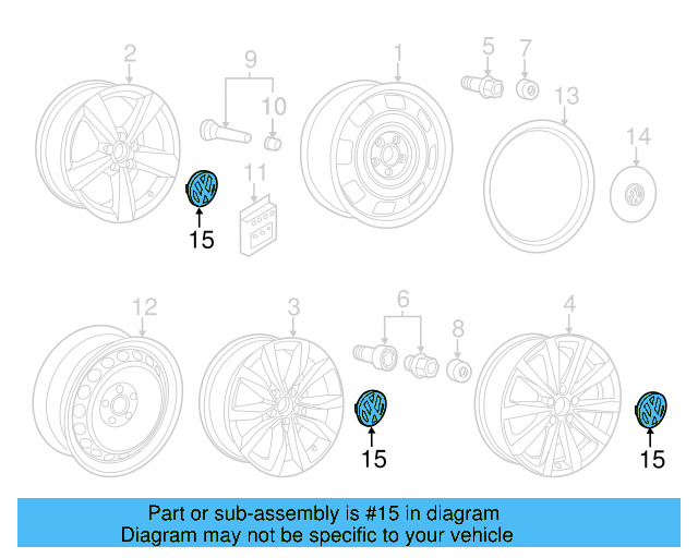 Alloy Wheel Center Cap 3B7-601-171-XRW