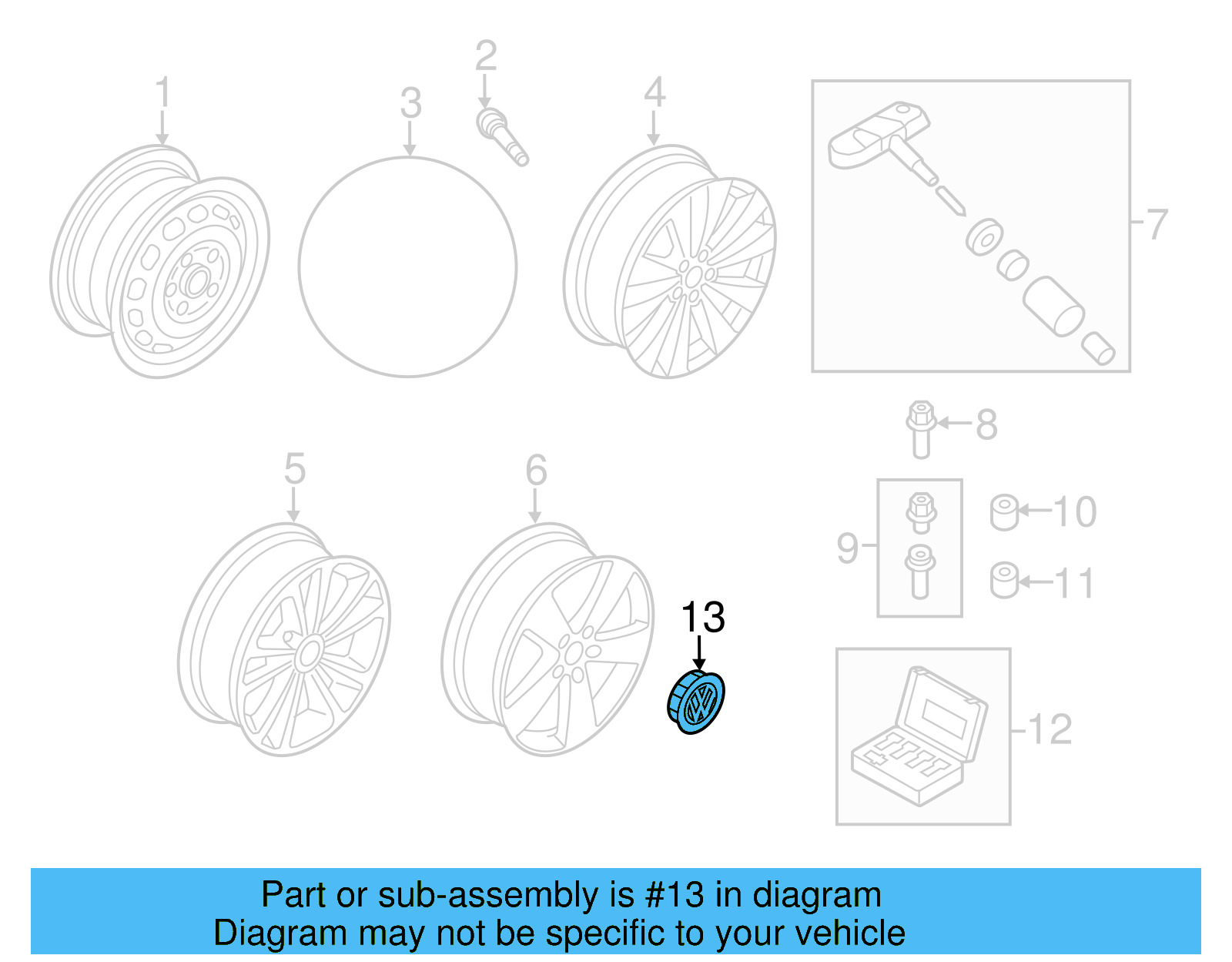 Alloy Wheel Center Cap 3B7-601-171-XRW - View 28