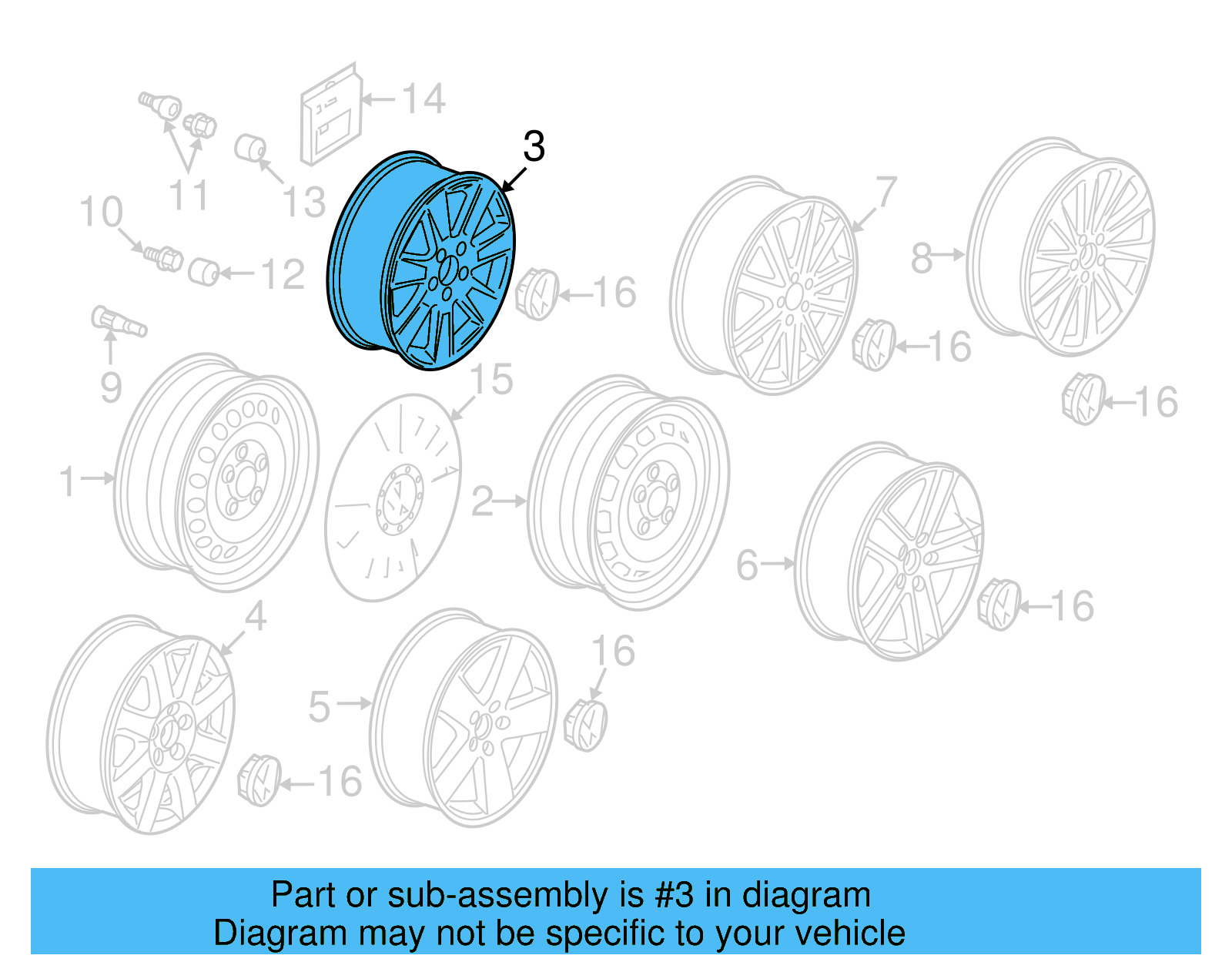 Wheel, Alloy 3C0-601-025-AE-8Z8 - View 7