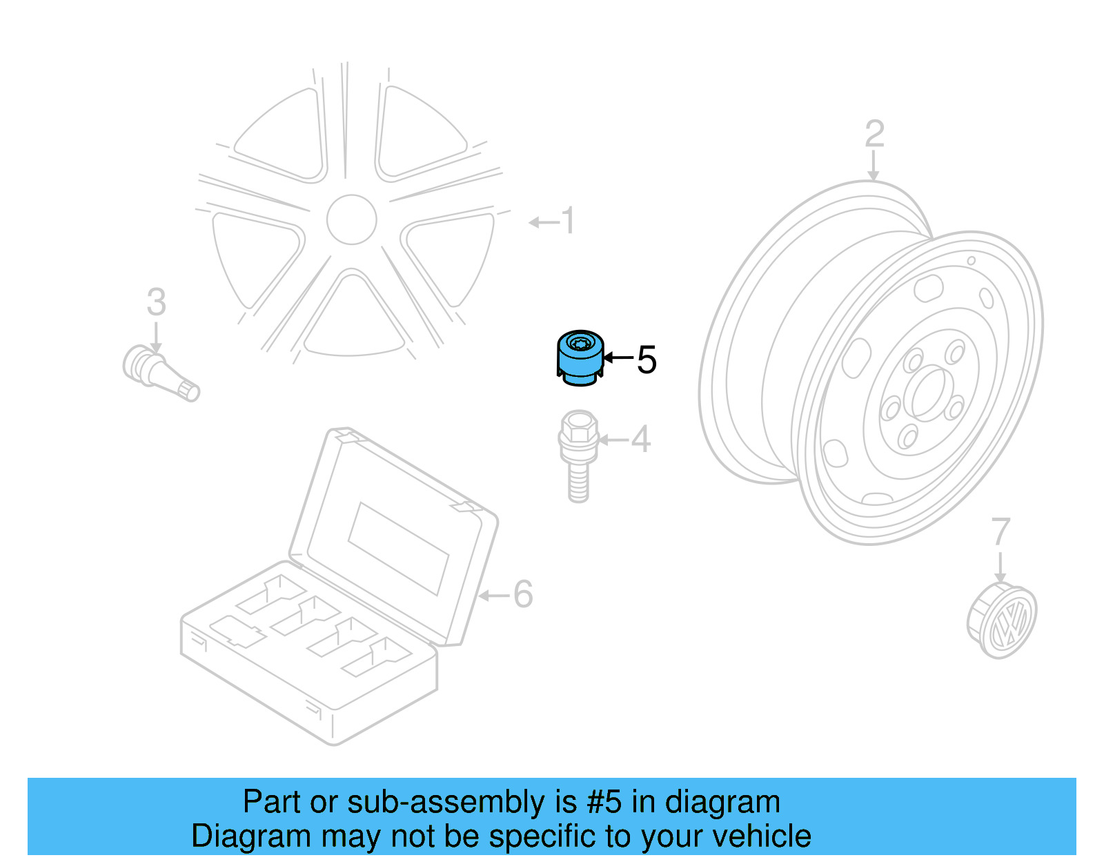 Wheel Bolt Cover 3C0-601-173-9B9 - View 14