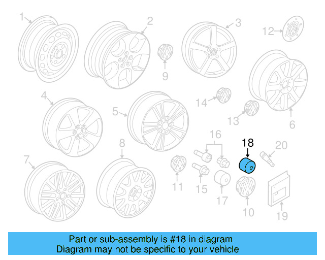 Wheel Bolt Cap 3C0-601-173-A-9B9 - View 58