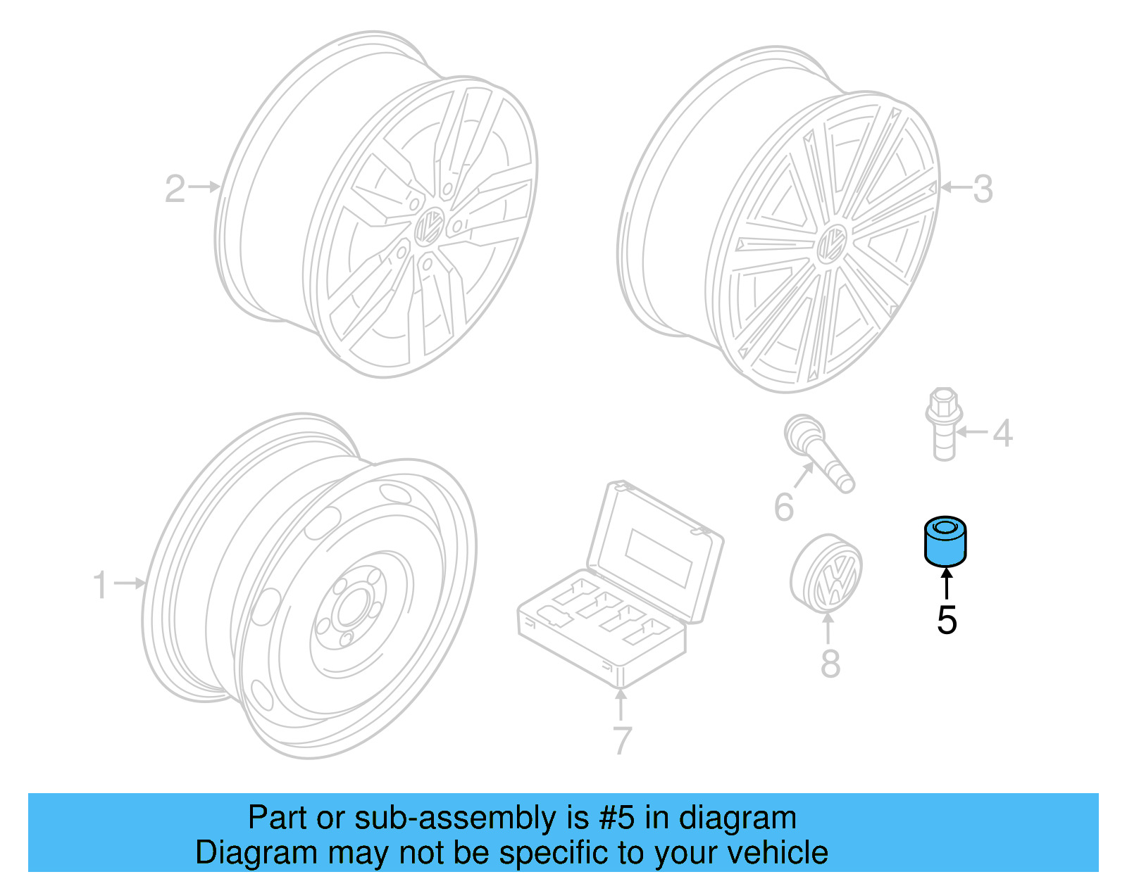 Wheel Bolt Cap 3C0-601-173-A-9B9 - View 60