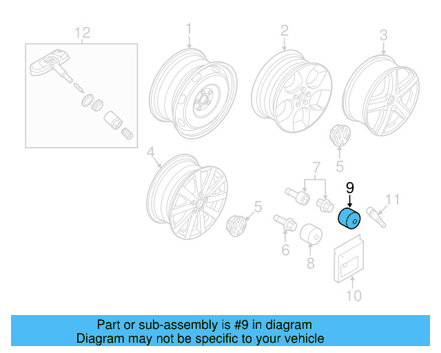 Wheel Bolt Cap 3C0-601-173-A-9B9 - View 56