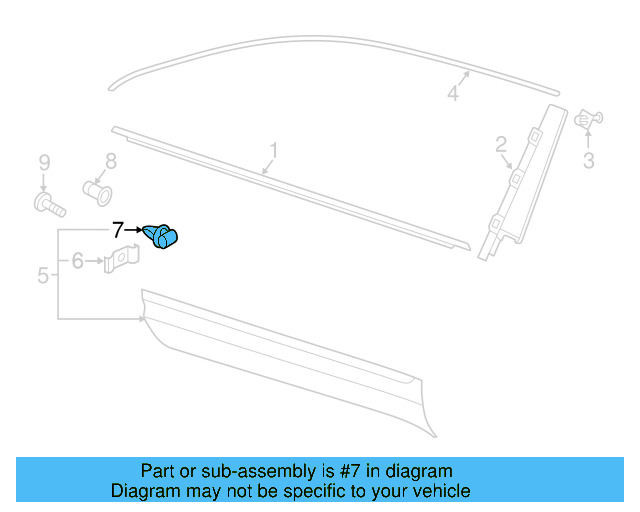 Wheel Opening Molding Retainer Clip 3C0-853-585 - View 60