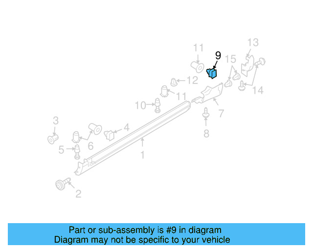Wheel Opening Molding Retainer Clip 3C0-853-585 - View 15