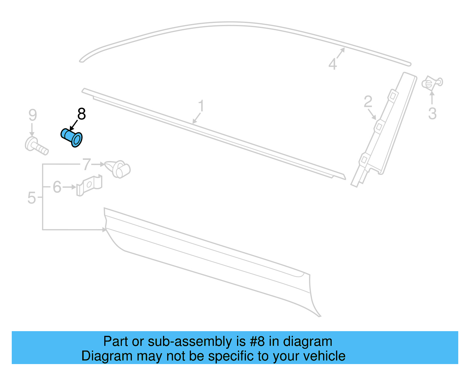 Wheel Opening Molding Grommet 3C0-853-586 - View 13