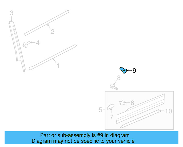 Wheel Opening Molding Grommet 3C0-853-586 - View 56