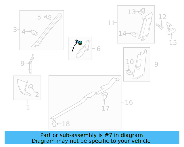 Windshield Pillar Trim Clip 4A0-867-276 - View 72