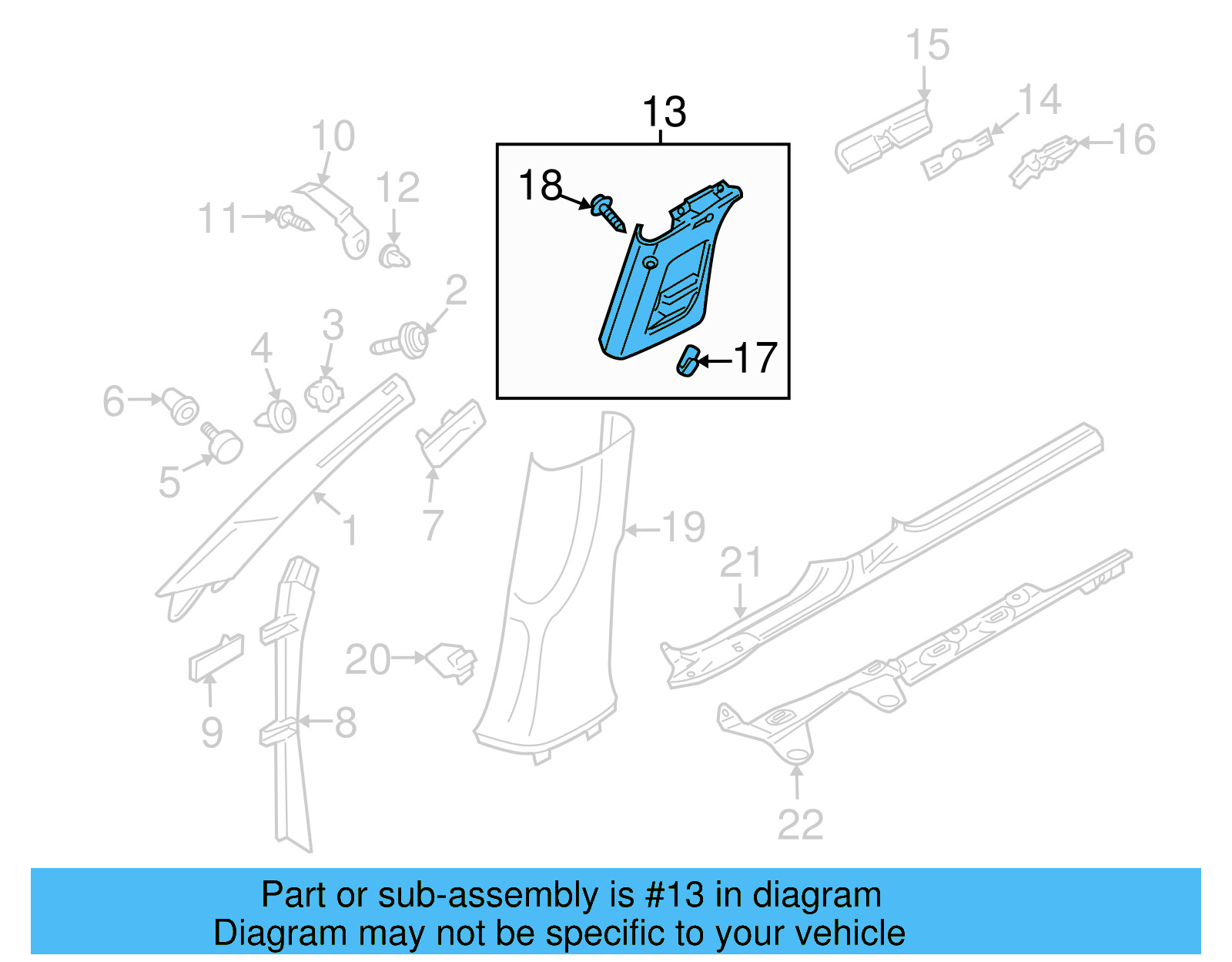 Upper Center Pillar Trim 3C0-868-418-F-6K8