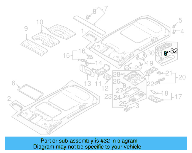 O'head Lamp Lens 3C0-947-291-E-7G8