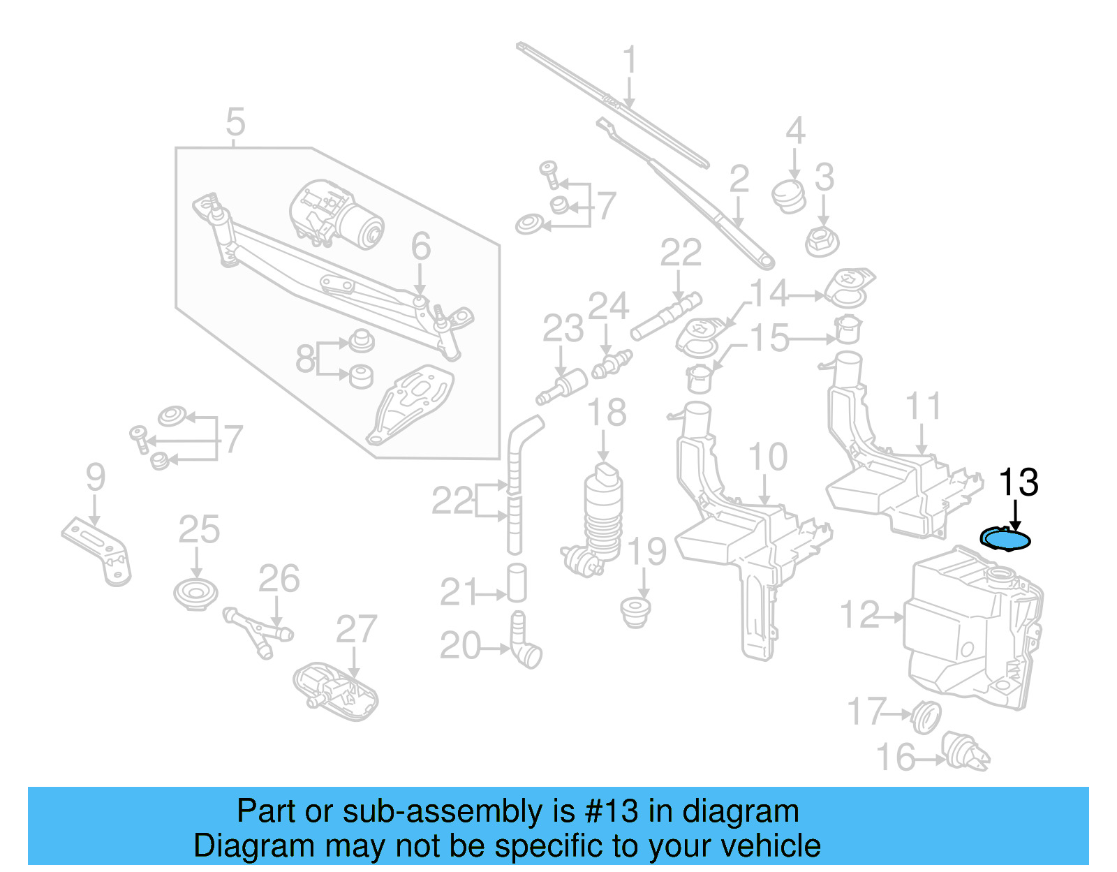 Washer Reservoir Seal 3C0-955-489-A