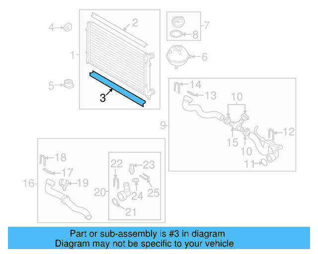 Radiator Lower Seal 3C0121345AJ - View 2