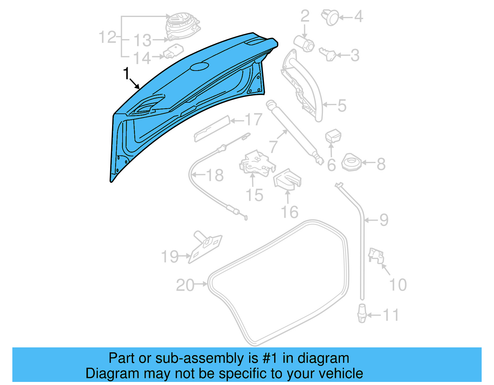 Trunk Lid 3C5-827-025-H - View 3