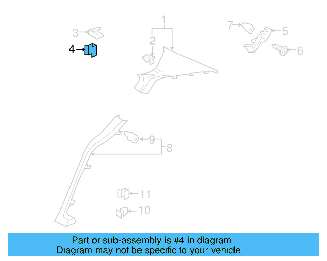 Windshield Pillar Trim Clip 4A0-867-276 - View 70