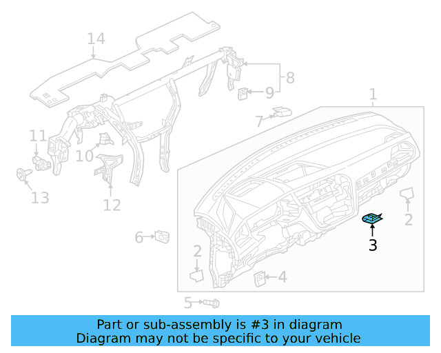 Lower Trim Panel Retainer Clip 3C8-867-190 - View 21