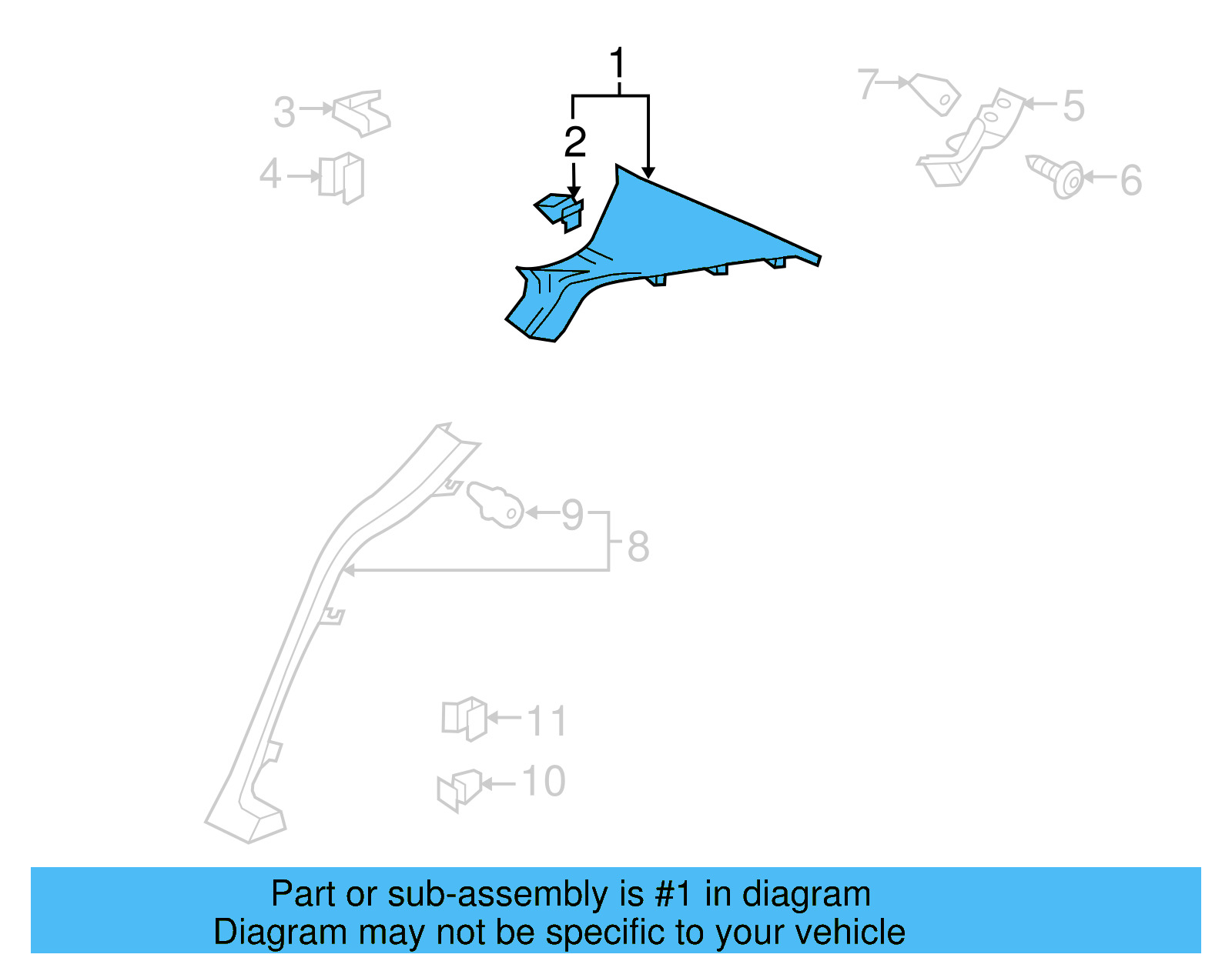 Upper Quarter Trim 3C8-867-241-D-BR2 - View 4